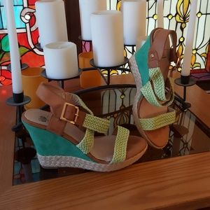Espadrilles , Tan & two tone green